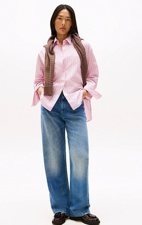 Load image into Gallery viewer, Tommy Hilfiger Womens Oversized Fit Adjustable Cuffs Poplin Shirt
