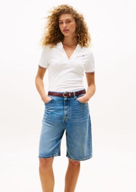 Tommy Hilfiger Womens 1985 Tipped Slim Fit Polo Shirt
