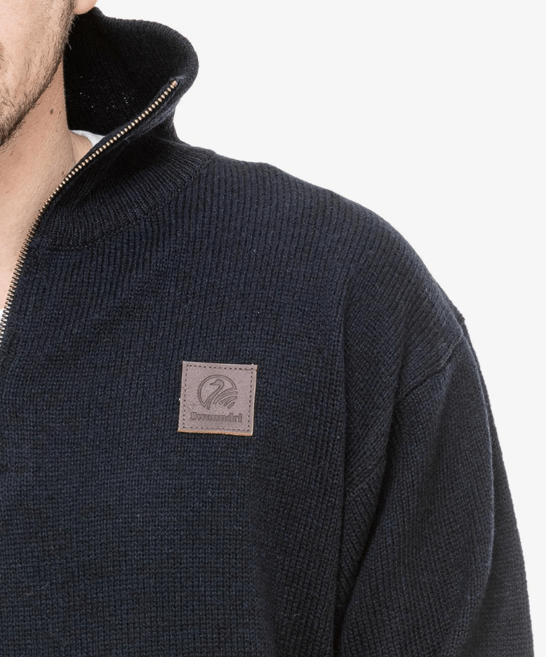 Load image into Gallery viewer, Swanndri Mens Mariner Zip Neck Sweater - Navy
