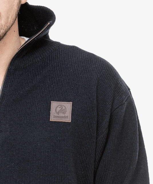 Swanndri Mens Mariner Zip Neck Sweater - Navy