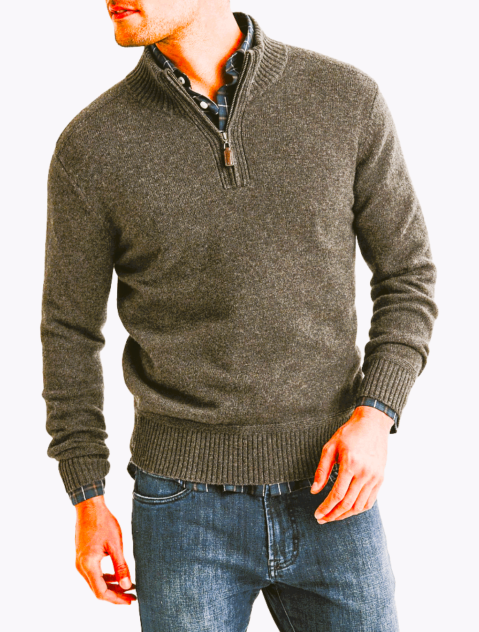 Load image into Gallery viewer, Blazer Mens Liam Cotton Half Zip Knit Jumper - Brown
