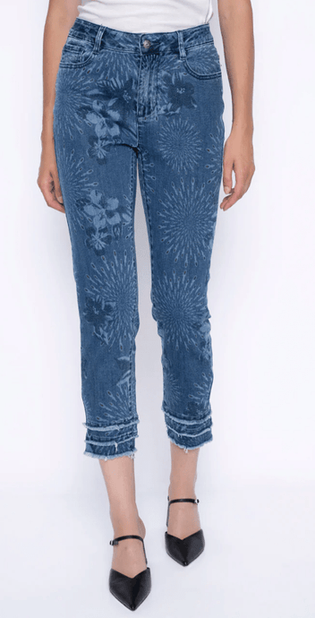 Picadilly Womens Frayed Hem Cropped Jeans