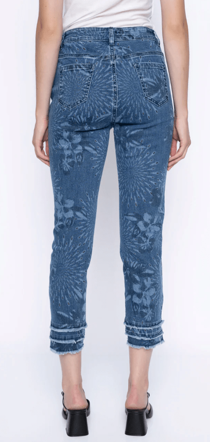 Picadilly Womens Frayed Hem Cropped Jeans
