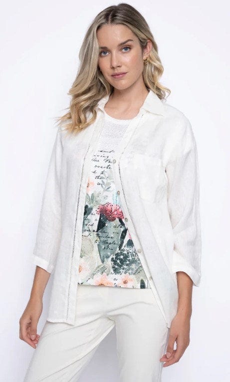 Load image into Gallery viewer, Picadilly Womens 3/4 Sleeve Button Down Shirt
