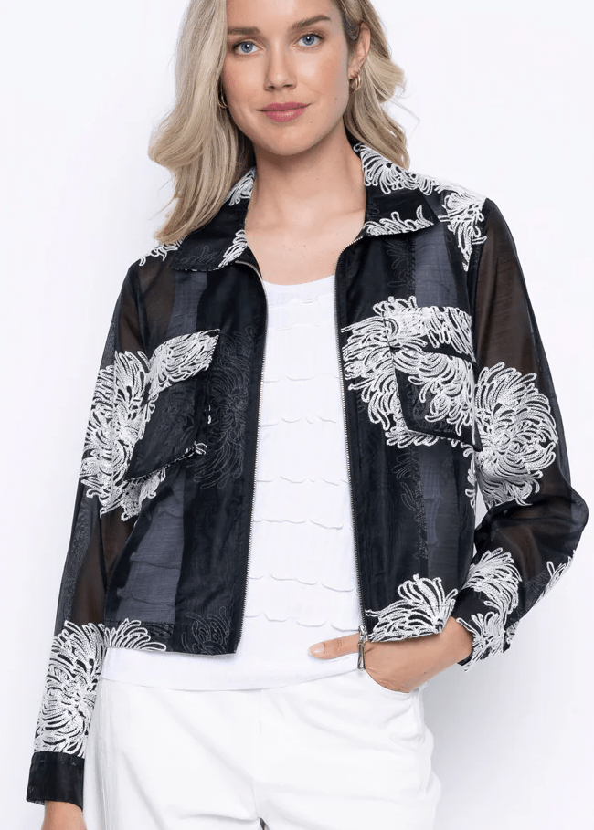 Load image into Gallery viewer, Picadilly Womens Zip-Front Cropped Embellished Jacket
