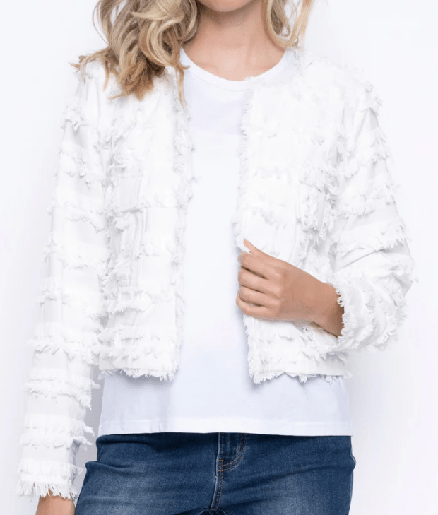 Load image into Gallery viewer, Picadilly Womens Collarless Fringed Jacket
