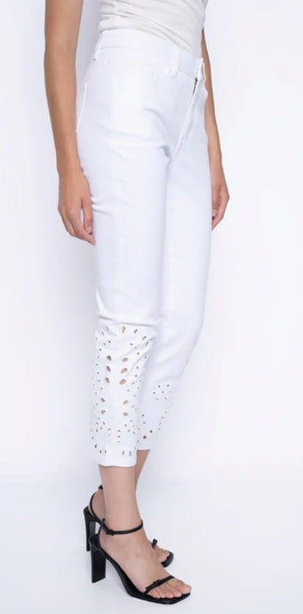 Picadilly Womens Eyelet-Ankles Cropped Jeans