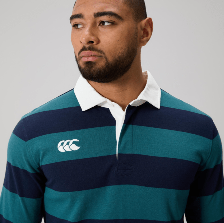 Load image into Gallery viewer, Canterbury Mens Yarn Dye Stripe Rugby AM - Balsam

