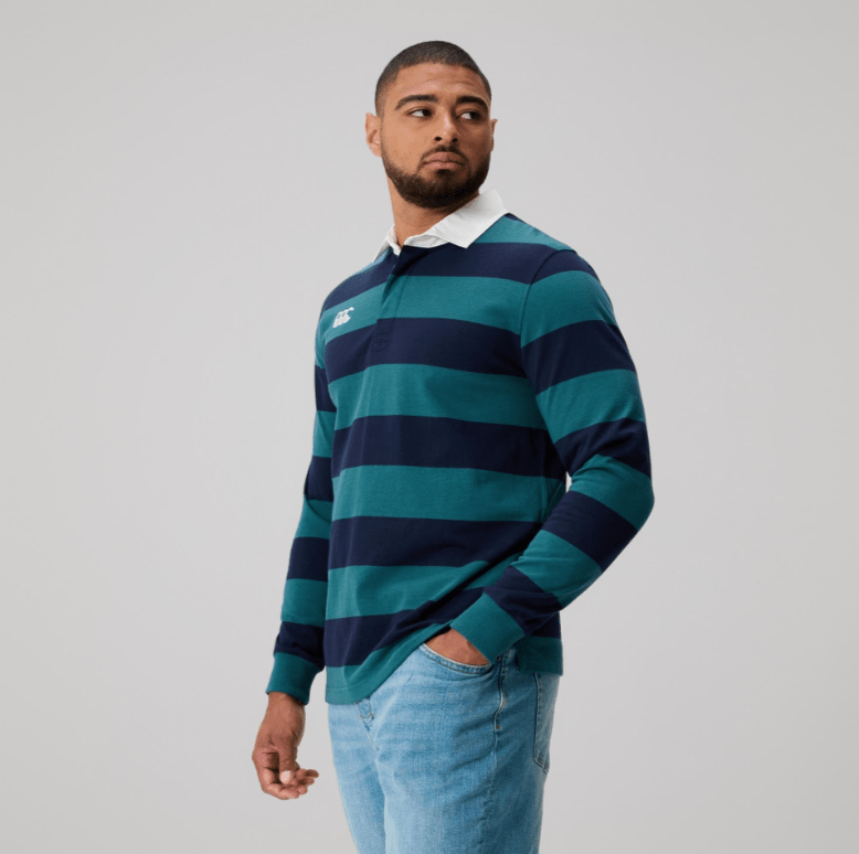 Load image into Gallery viewer, Canterbury Mens Yarn Dye Stripe Rugby AM - Balsam
