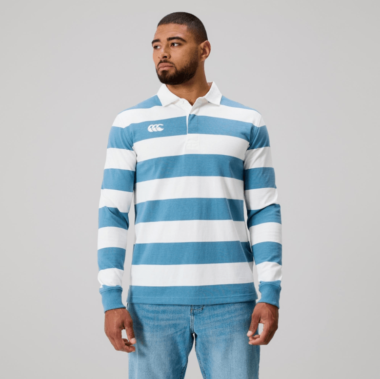 Load image into Gallery viewer, Canterbury Mens Yarn Dye Stripe Rugby AM - Provincial Blue
