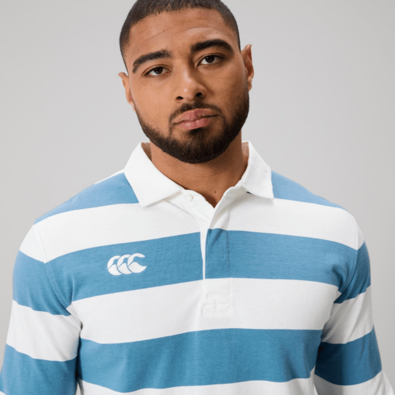 Load image into Gallery viewer, Canterbury Mens Yarn Dye Stripe Rugby AM - Provincial Blue
