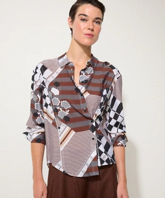 Marco Polo Womens Button Up Collage Shirt