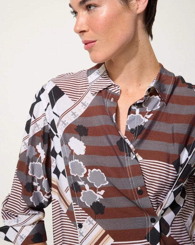 Load image into Gallery viewer, Marco Polo Womens Button Up Collage Shirt
