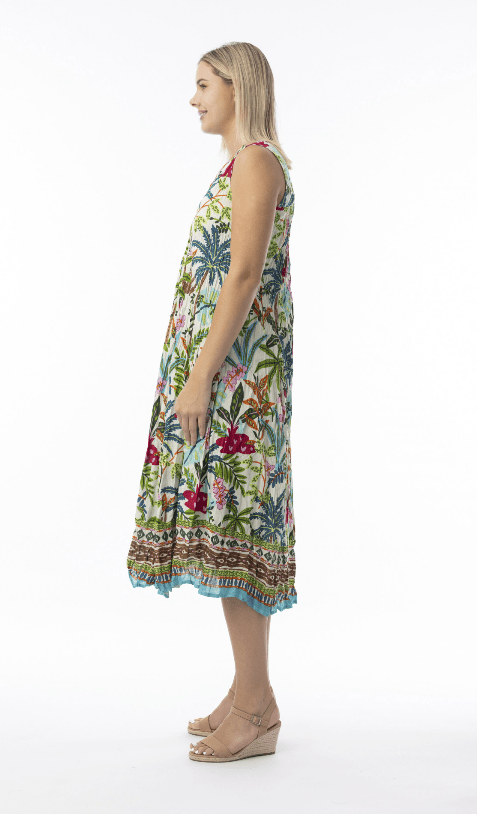 Load image into Gallery viewer, Orientique Womens Ovahe Sleeveless V-Trim Midi Dress
