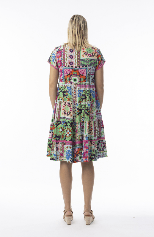 Load image into Gallery viewer, Orientique Womens Sao Bento Layers Short Sleeve Dress
