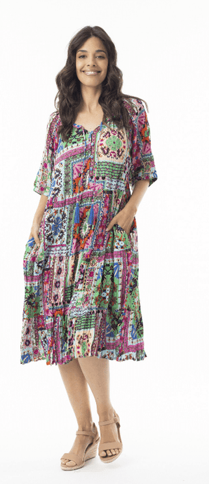 Orientique Womens Sao Bento Midi Bell Sleeve Dress