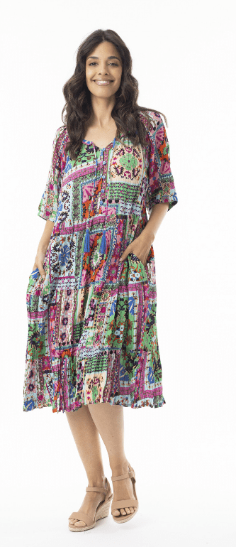 Orientique Womens Sao Bento Midi Bell Sleeve Dress