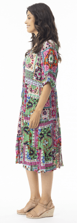 Load image into Gallery viewer, Orientique Womens Sao Bento Midi Bell Sleeve Dress
