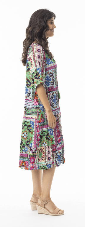 Load image into Gallery viewer, Orientique Womens Sao Bento Midi Bell Sleeve Dress
