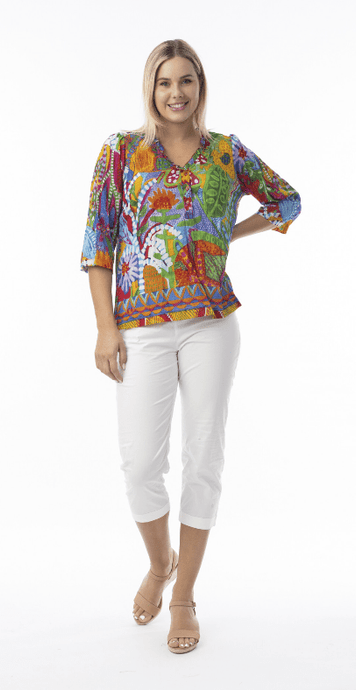 Orientique Womens Ipanema Frill Neck Top
