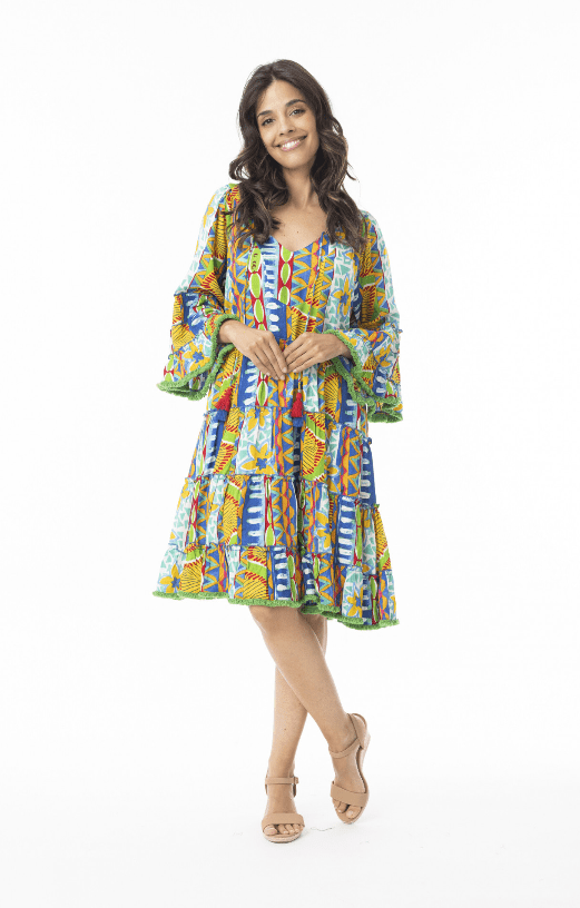 Orientique Womens Ipanema Layered Frill Sleeve Dress