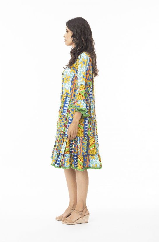 Load image into Gallery viewer, Orientique Womens Ipanema Layered Frill Sleeve Dress
