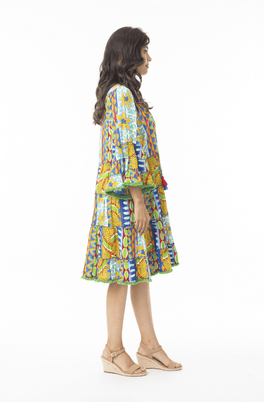 Orientique Womens Ipanema Layered Frill Sleeve Dress