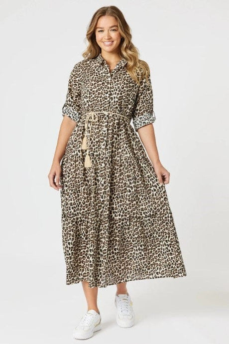 Threadz Womens Le Marais Button Up Print Dress