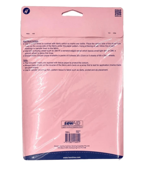 Hemline Dressmakers 69x28cm Carbon Paper 5 Sheets