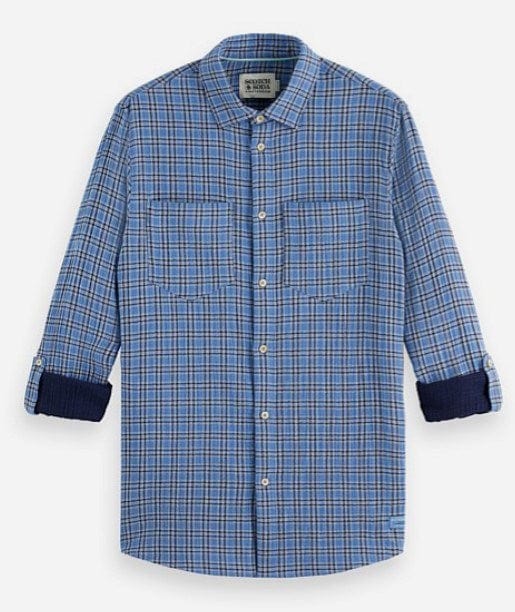 Scotch & Soda Mens Regular Fit Double Face Check Shirt