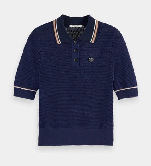 Load image into Gallery viewer, Scotch &amp; Soda Womens Pointelle Collared Knitted Top
