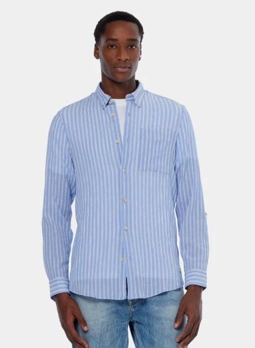 Scotch & Soda Mens Regular Fit Crinkle Stripe Shirt