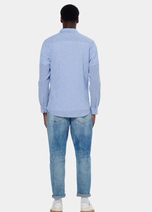 Scotch & Soda Mens Regular Fit Crinkle Stripe Shirt