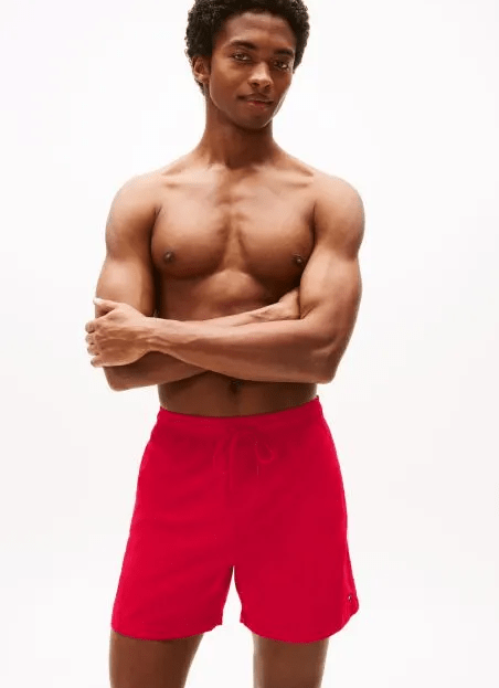 Tommy Hilfiger Mens Drawstring Swim Shorts - Medium Red