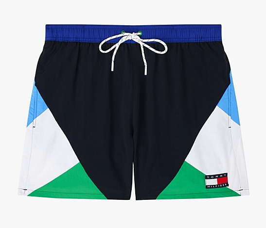 Tommy Hilfiger Mens Mid Length  Drawstring Swim Shorts - Desert Sky