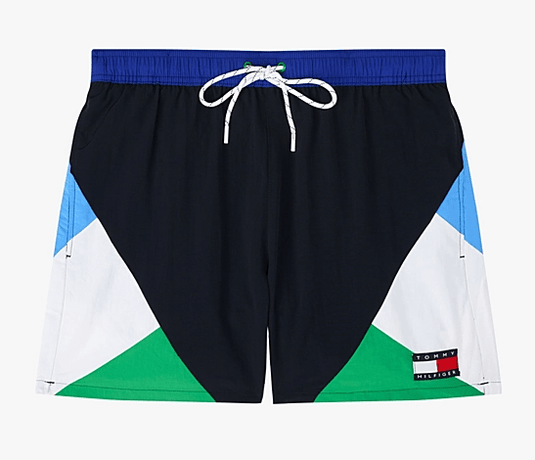 Tommy Hilfiger Mens Mid Length  Drawstring Swim Shorts - Desert Sky