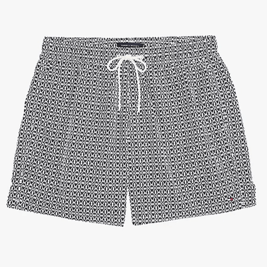 Tommy Hilfiger Mens Drawstring Swim Shorts - Chain Geo/Desert Sky