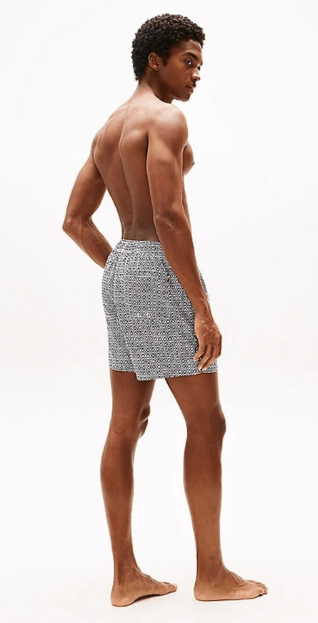 Tommy Hilfiger Mens Drawstring Swim Shorts - Chain Geo/Desert Sky
