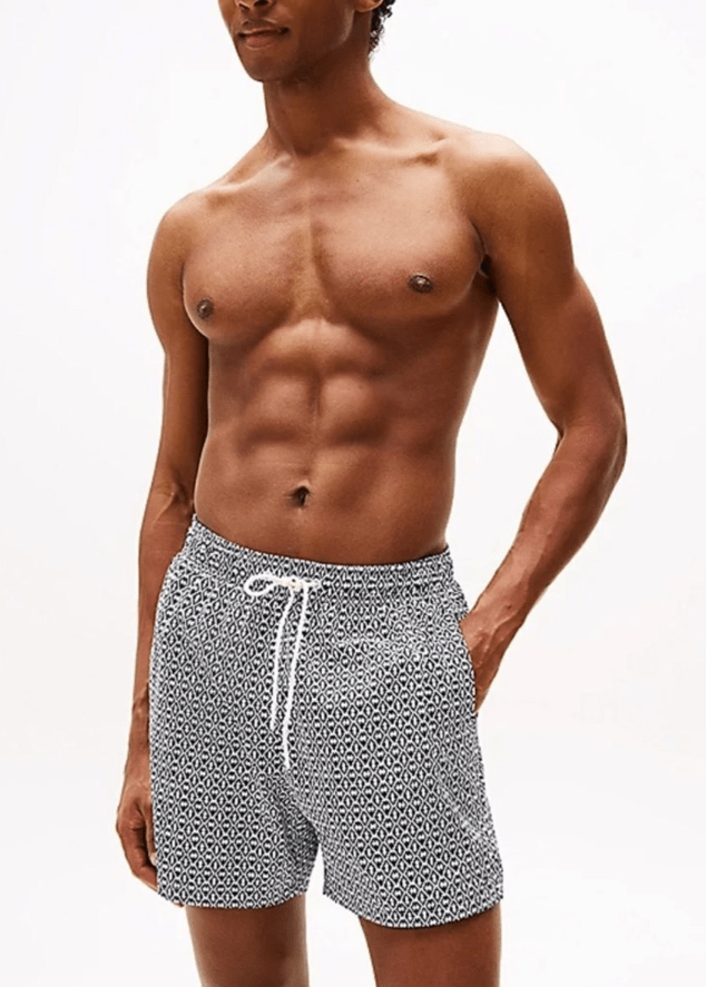 Load image into Gallery viewer, Tommy Hilfiger Mens Drawstring Swim Shorts - Chain Geo/Desert Sky
