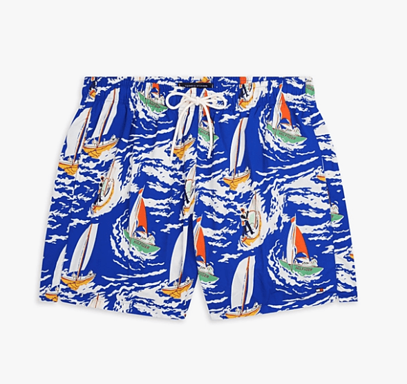 Tommy Hilfiger Mens Drawstring Swim Shorts - Nautical Boats