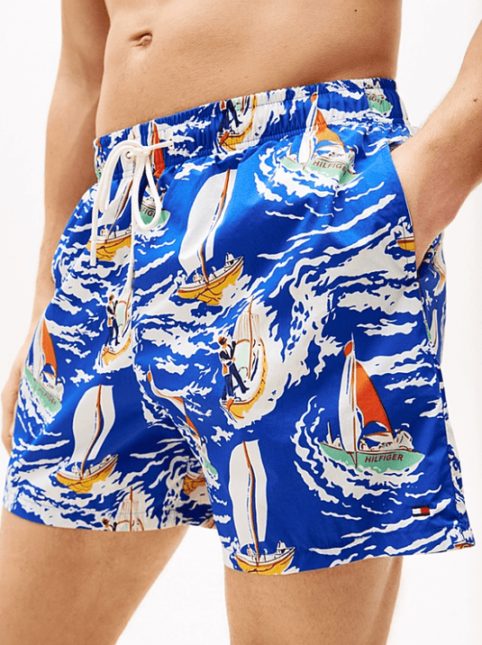 Tommy Hilfiger Mens Drawstring Swim Shorts - Nautical Boats