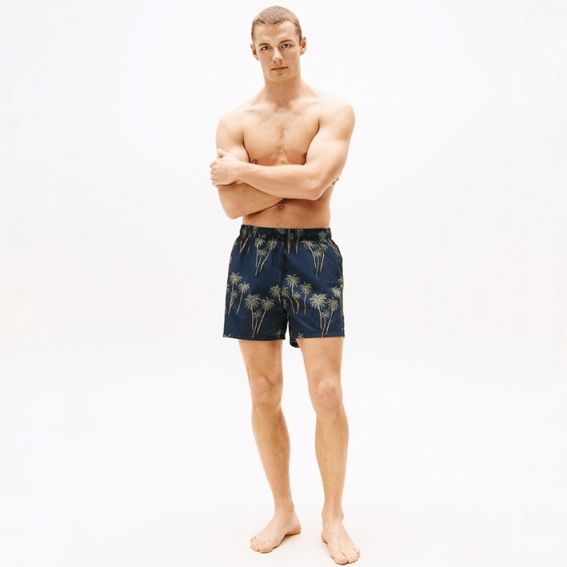 Load image into Gallery viewer, Tommy Hilfiger Mens Drawstring Swim Shorts - Palm Tropic/Desert Sky
