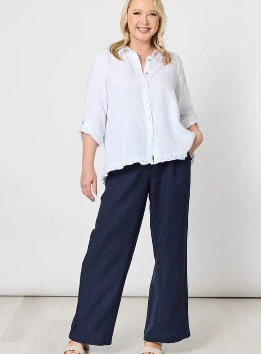 Gordon Smith Womens Ruffle Hem Linen Shirt