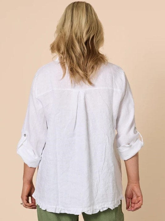 Load image into Gallery viewer, Gordon Smith Womens Ruffle Hem Linen Shirt
