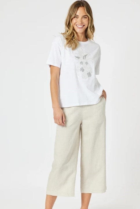 Gordon Smith Womens Sequin Silver Pineapple Tee