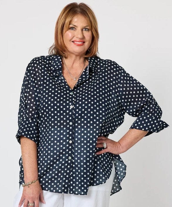 Load image into Gallery viewer, Gordon Smith Womens Get Spotty Print Sheer Shirt
