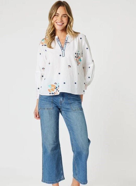 Load image into Gallery viewer, Gordon Smith Womens Birdie Embroidered Blouse
