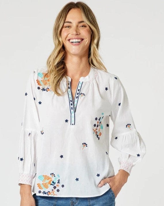 Load image into Gallery viewer, Gordon Smith Womens Birdie Embroidered Blouse
