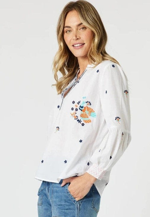 Gordon Smith Womens Birdie Embroidered Blouse