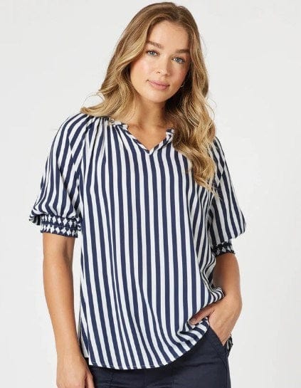 Load image into Gallery viewer, Threadz Womens Harlequin Stripe Print Top
